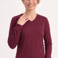 Bordo %100 Pamuk Penye V Yaka Sweatshirt Uzun Kol