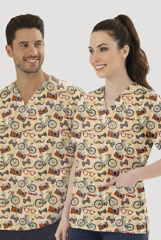 Nostalji Desenli Tek Üst (Cotton Likra Kumaş)
