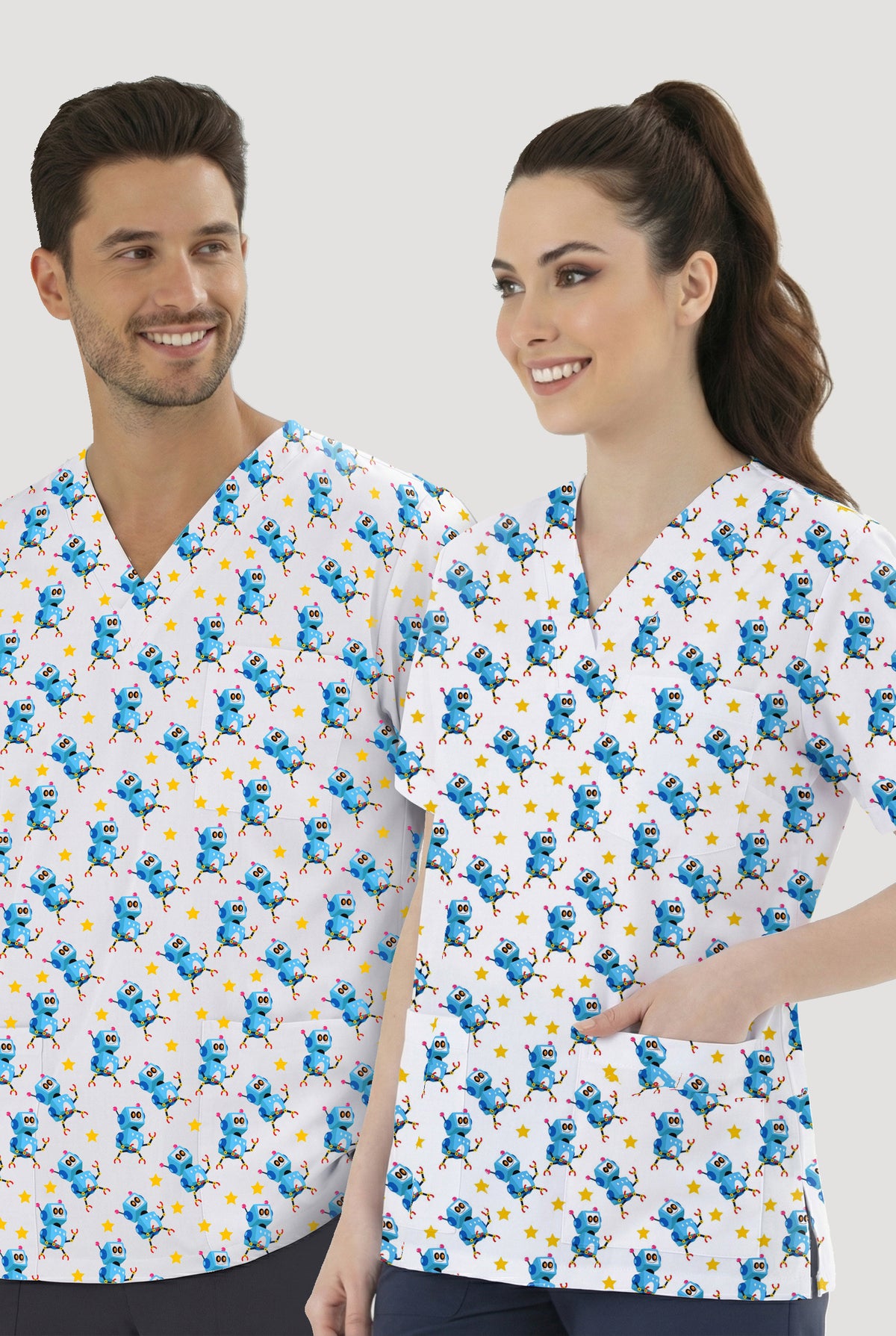 Robotik Desenli Tek Üst (Cotton Likra Kumaş)