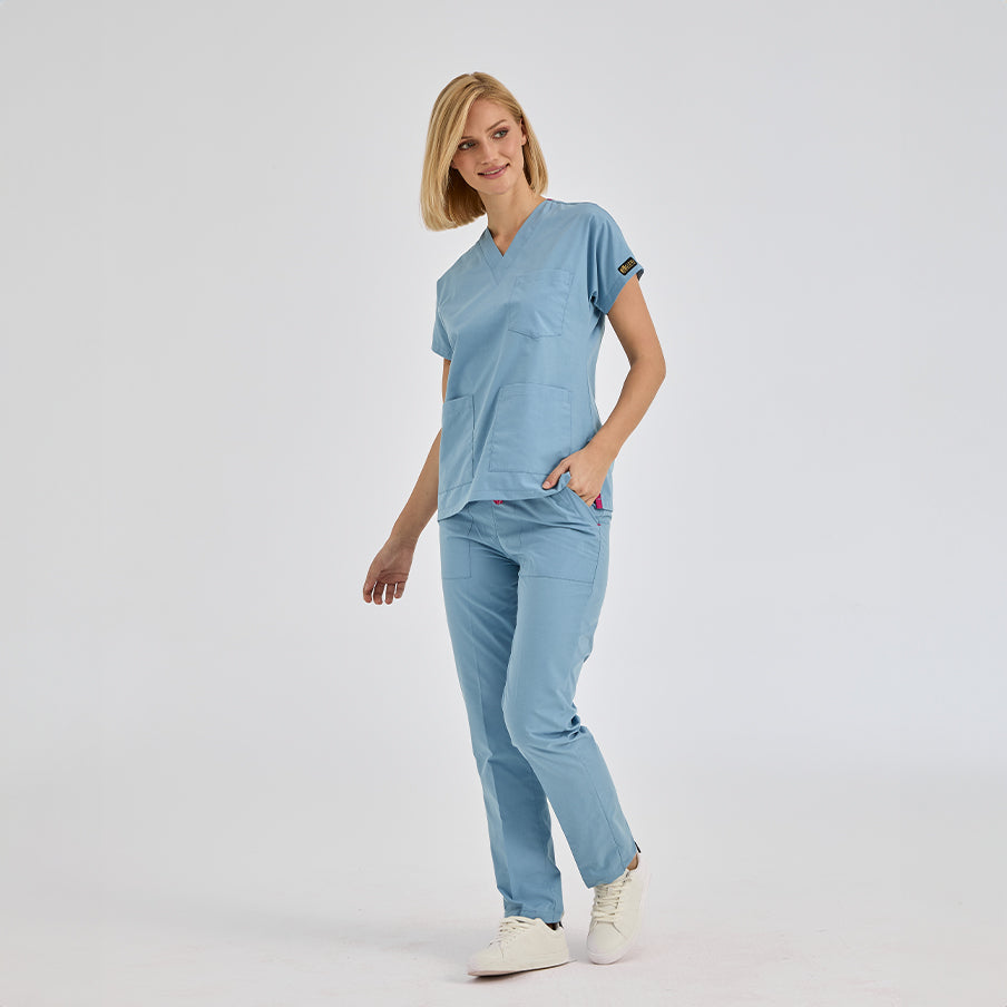 Duman Grisi Dr. Greys Doktor Hemşire Medikal Scrubs Takım Terikoton Kumaş