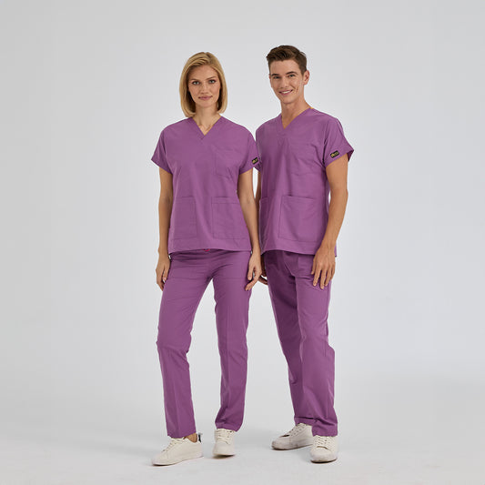 Mor Dr. Greys Doktor Hemşire Medikal Scrubs Takım Terikoton Kumaş