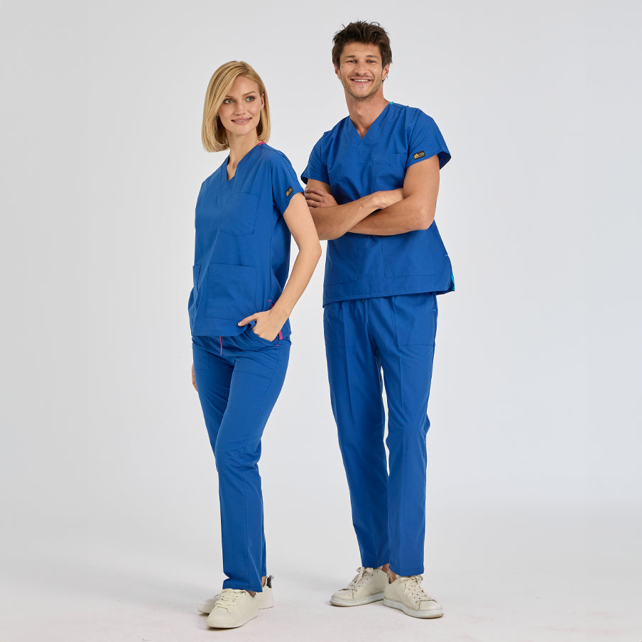 Saks Mavisi Dr. Greys Doktor Hemşire Medikal Scrubs Takım Terikoton Kumaş