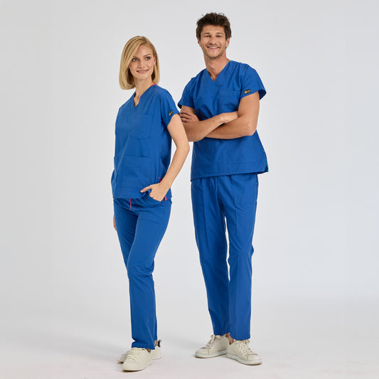 Saks Mavisi Dr. Greys Doktor Hemşire Medikal Scrubs Takım Terikoton Kumaş