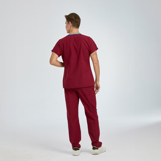 Bordo Dr. Greys Doktor Hemşire Medikal Scrubs Takım Terikoton Kumaş