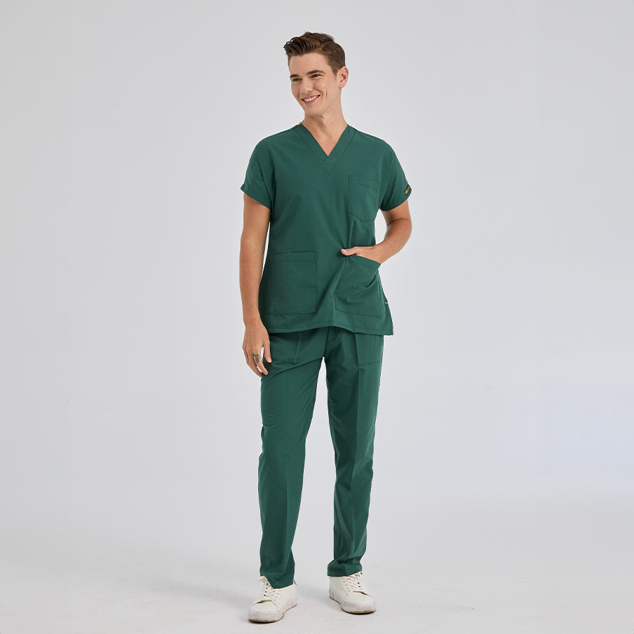 Avcı Yeşili Dr. Greys Doktor Hemşire Medikal Scrubs Takım Terikoton Kumaş