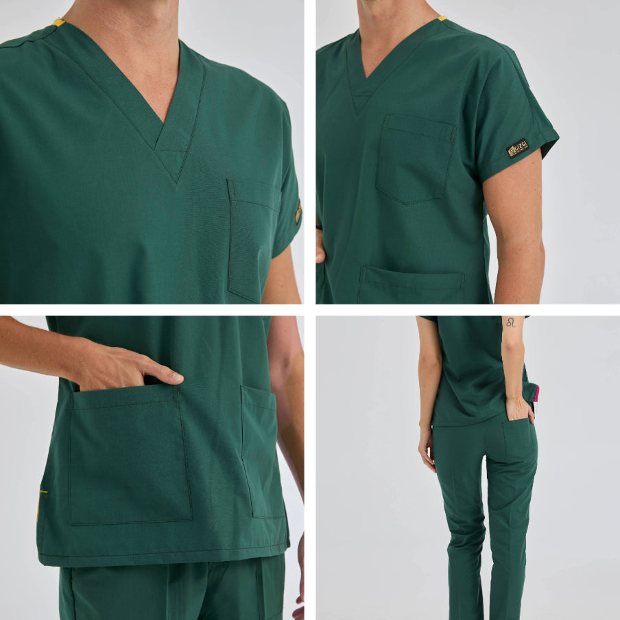 Avcı Yeşili Dr. Greys Doktor Hemşire Medikal Scrubs Takım Terikoton Kumaş
