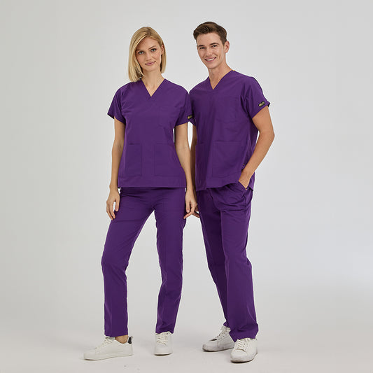 Özel Mor Dr. Greys Doktor Hemşire Medikal Scrubs Takım Terikoton Kumaş