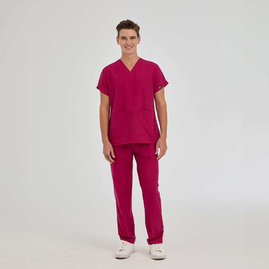Vişne Dr. Greys Doktor Hemşire Medikal Scrubs Takım Terikoton Kumaş