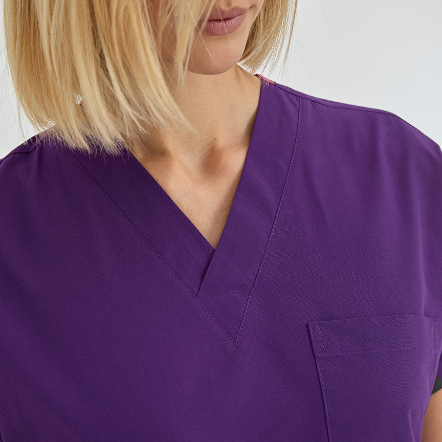 Özel Mor Dr. Greys Doktor Hemşire Medikal Scrubs Takım Terikoton Kumaş