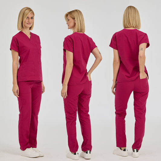 Vişne Dr. Greys Doktor Hemşire Medikal Scrubs Takım Terikoton Kumaş