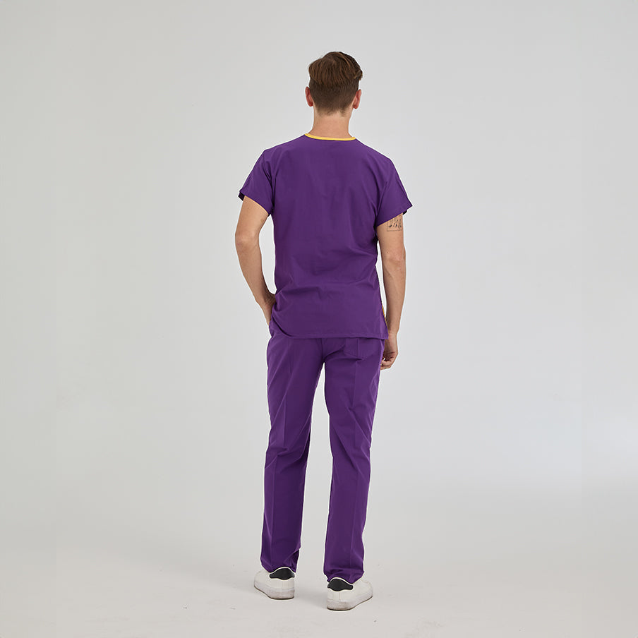Özel Mor Dr. Greys Doktor Hemşire Medikal Scrubs Takım Terikoton Kumaş