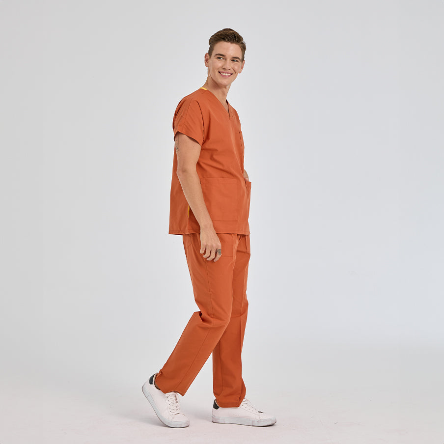 Kiremit Dr. Greys Doktor Hemşire Medikal Scrubs Takım Terikoton Kumaş