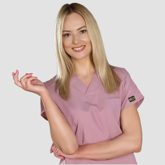 Gül Kurusu Dr. Greys Doktor Hemşire Medikal Scrubs Takım Terikoton Kumaş