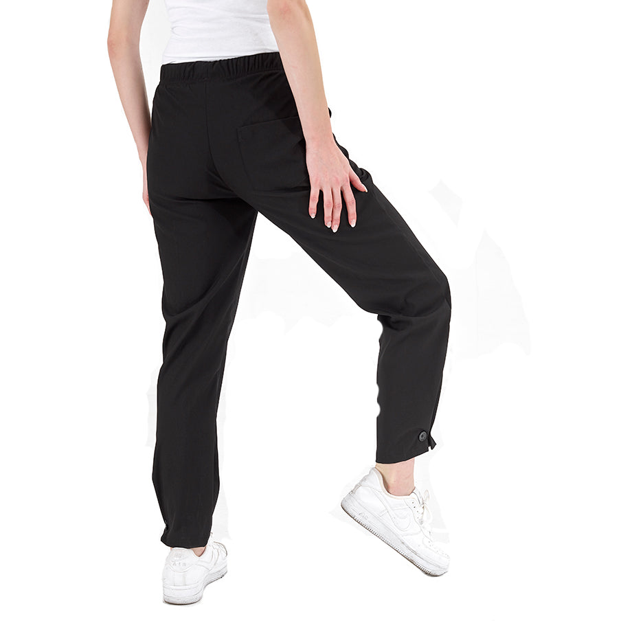 Siyah Retro Kadın Doktor Hemşire Pantolonu (Tek Alt) Lüks Likralı Kumaş