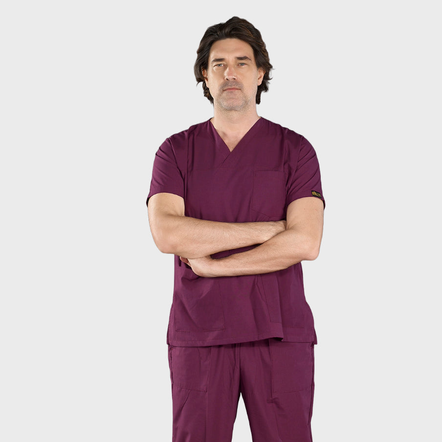 Mürdüm Klasik Doktor Hemşire Medikal Scrubs Takım Terikoton Kumaş