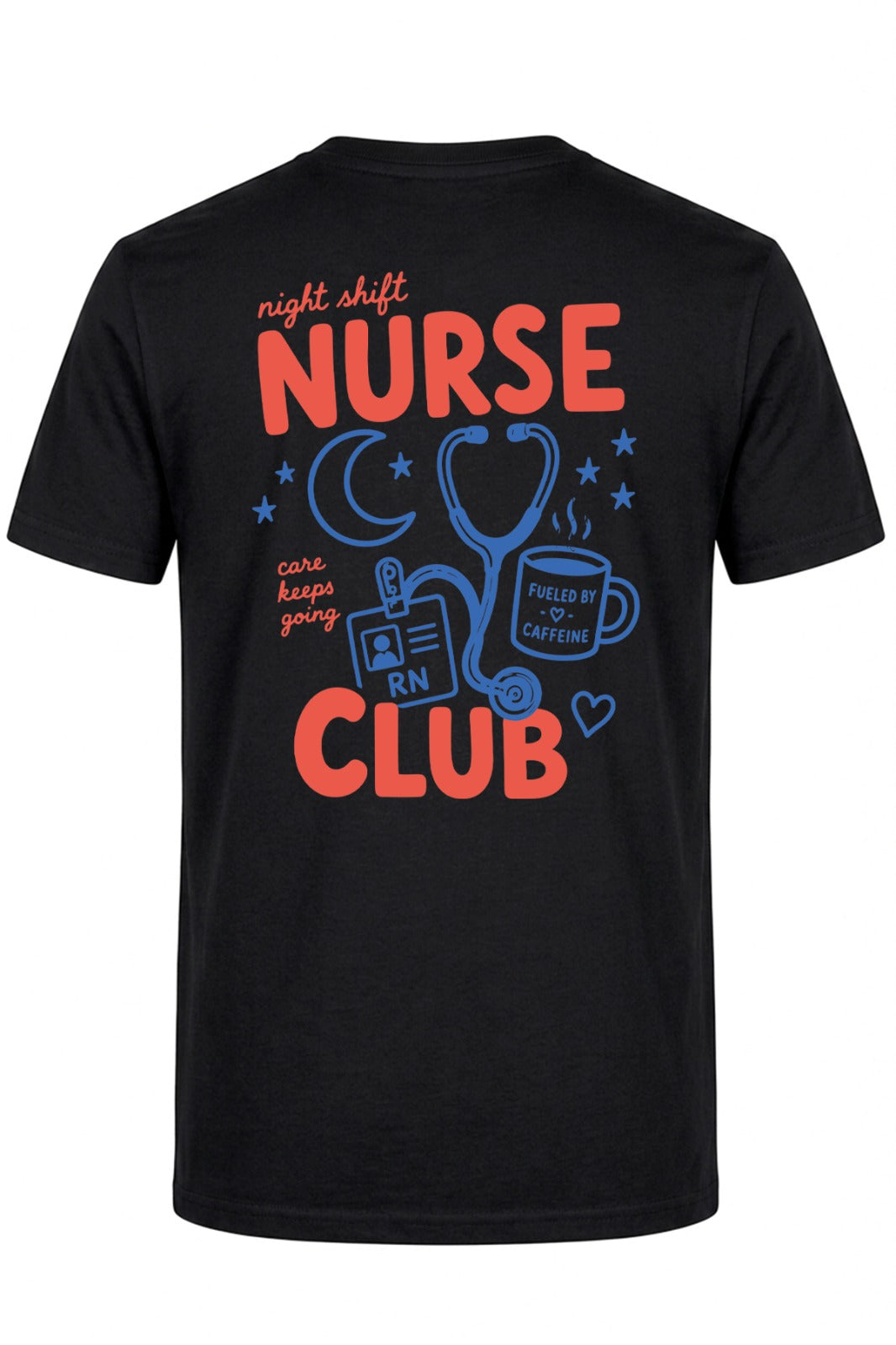Night Shift Baskılı Kısa Kol Siyah Tişört (%100 Pamuk Penye Kumaş)