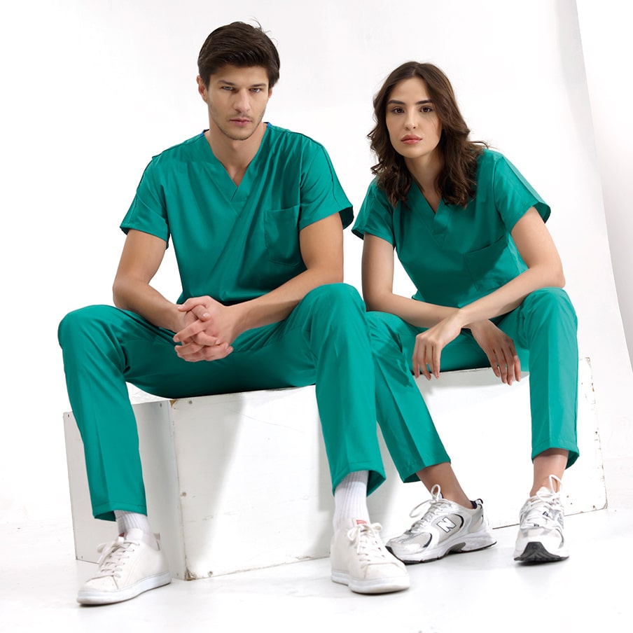 Ameliyathane Yeşili Dr. Greys Doktor Hemşire Medikal Scrubs Takım Lüks Likralı Kumaş