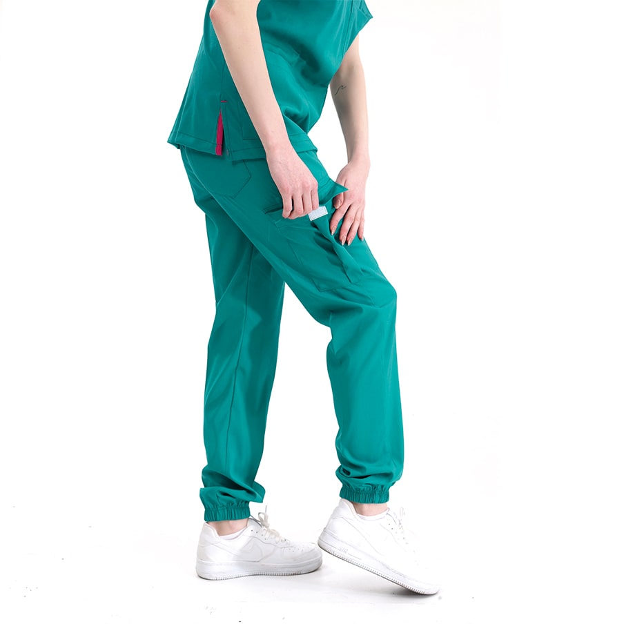 Ameliyathane Yeşili Jogger Doktor Hemşire Medikal Scrubs Takım Lüks Likralı Kumaş