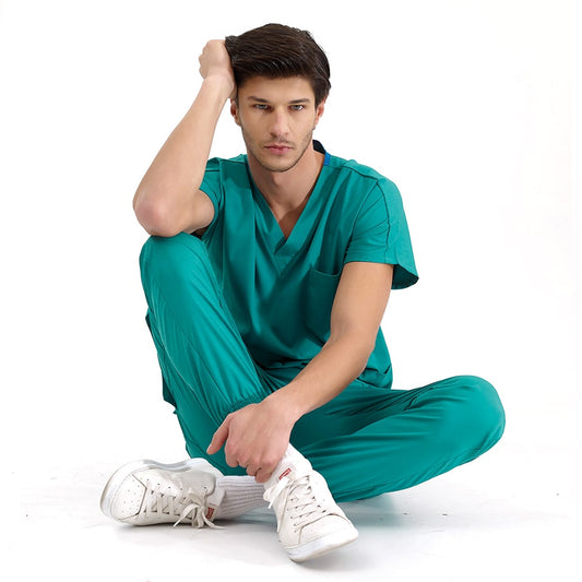 Ameliyathane Yeşili Jogger Doktor Hemşire Medikal Scrubs Takım Lüks Likralı Kumaş