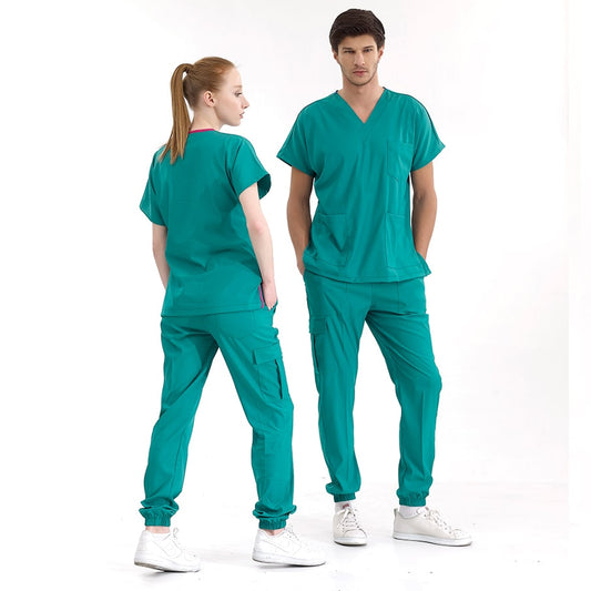 Ameliyathane Yeşili Jogger Doktor Hemşire Medikal Scrubs Takım Lüks Likralı Kumaş