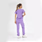 Lila Basic Doktor Hemşire Medikal Scrubs Takım Lüks Likralı Kumaş