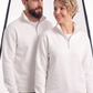 Beyaz Dik Yaka Yarım Fermuarlı İş Sweatshirt 3 İplik