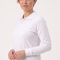 Beyaz Polo Yaka Uzun Kol İş Sweatshirtü Penye Lacoste Kumaş