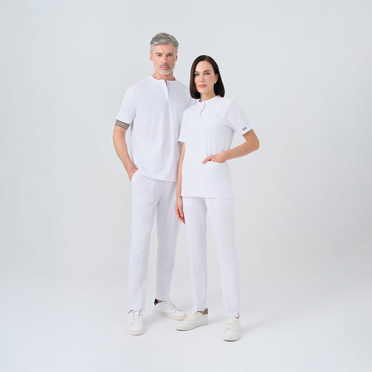 Beyaz Cool Doktor Hemşire Medikal Scrubs Takım Best Likralı Kumaş