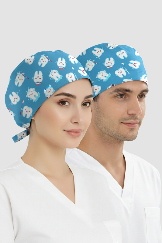 Fırçalı Dişler Desenli Bone (Cotton Likra Kumaş)