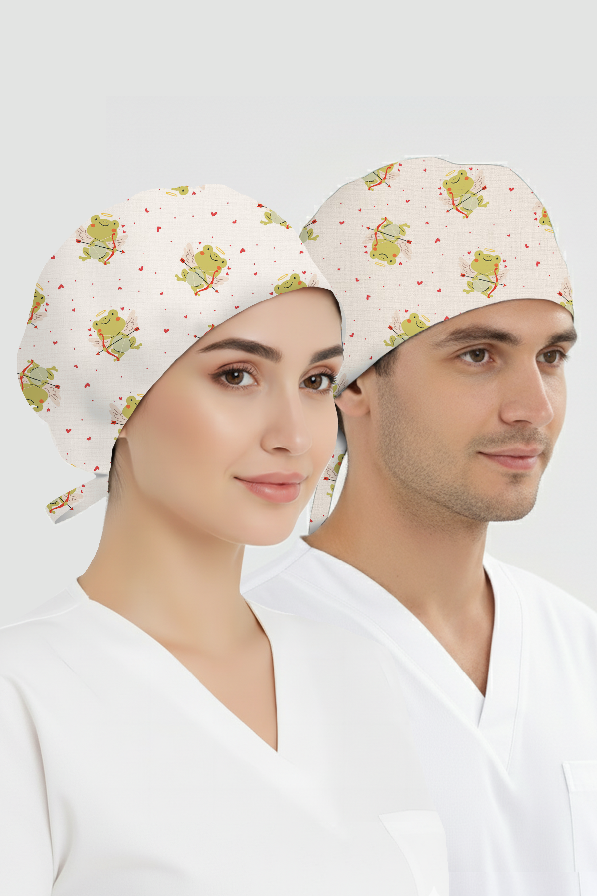 Aşk Kurbağası Desenli Bone (Cotton Likra Kumaş)