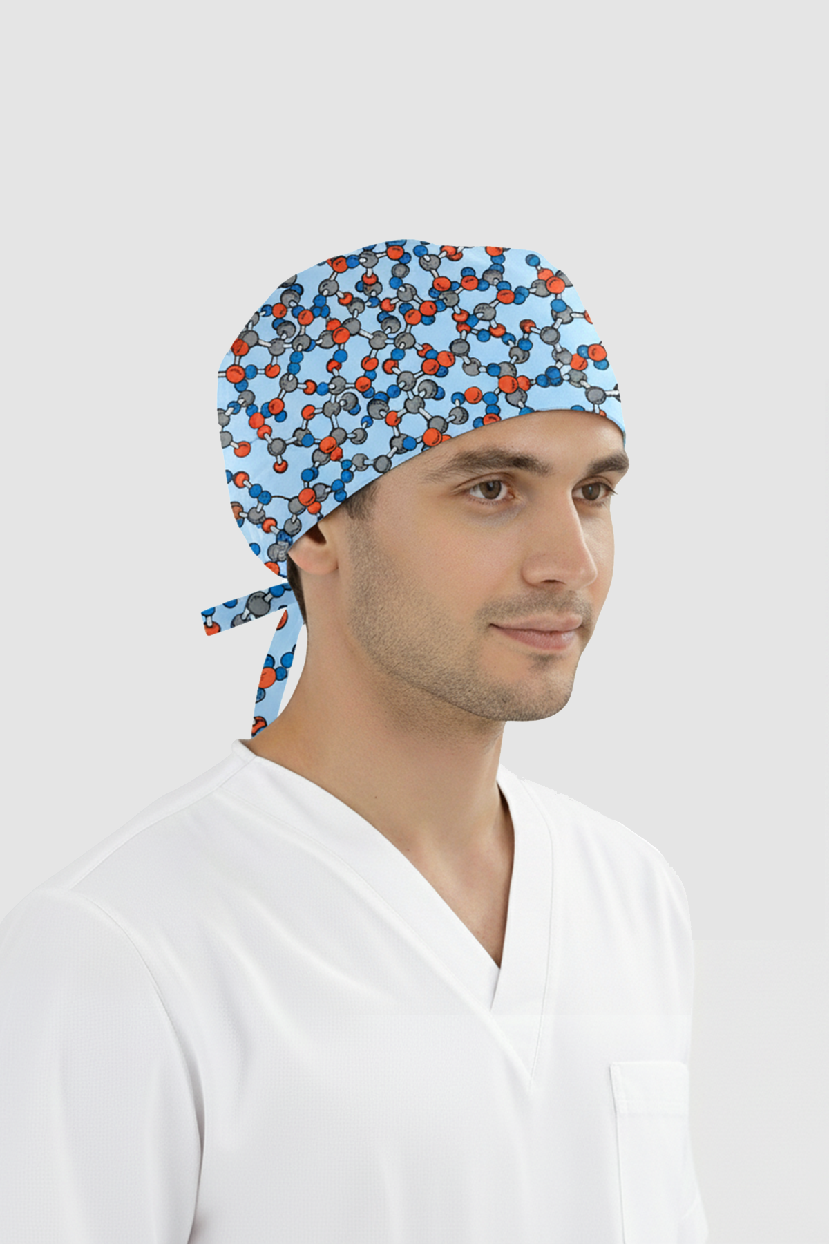 Molekül Ağı Desenli Bone (Cotton Likra Kumaş)