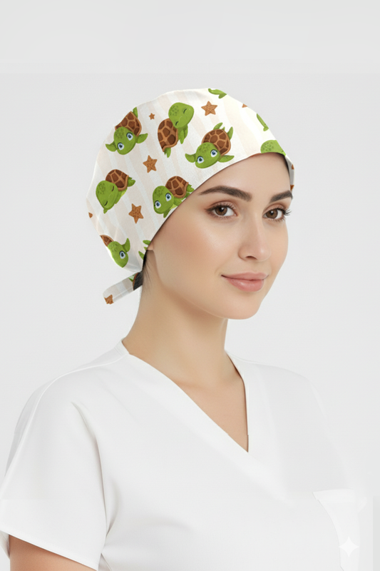 Kaplumbağa Rüyası Desenli Bone (Cotton Likra Kumaş)