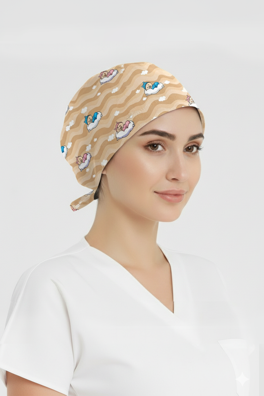 Uykucu Minikler Desenli Bone (Cotton Likra Kumaş)