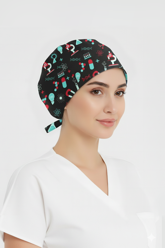 Deney Dünyası Desenli Bone (Cotton Likra Kumaş)