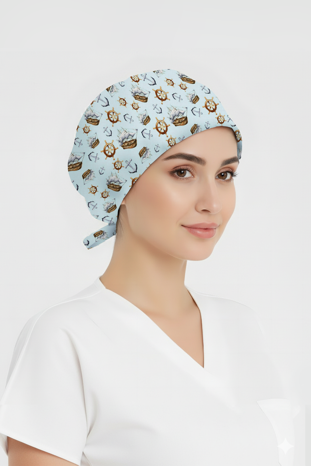 Yelken Dümeni Desenli Bone (Cotton Likra Kumaş)