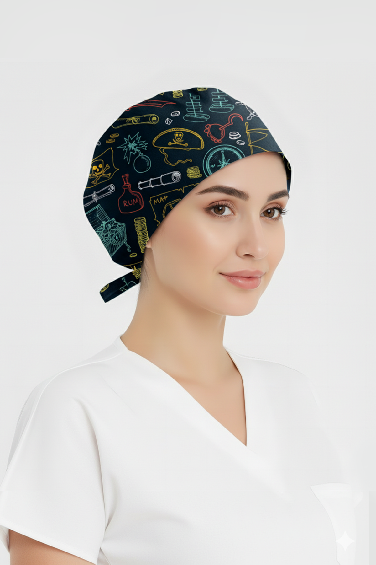 Hazine Avı Desenli Bone (Cotton Likra Kumaş)