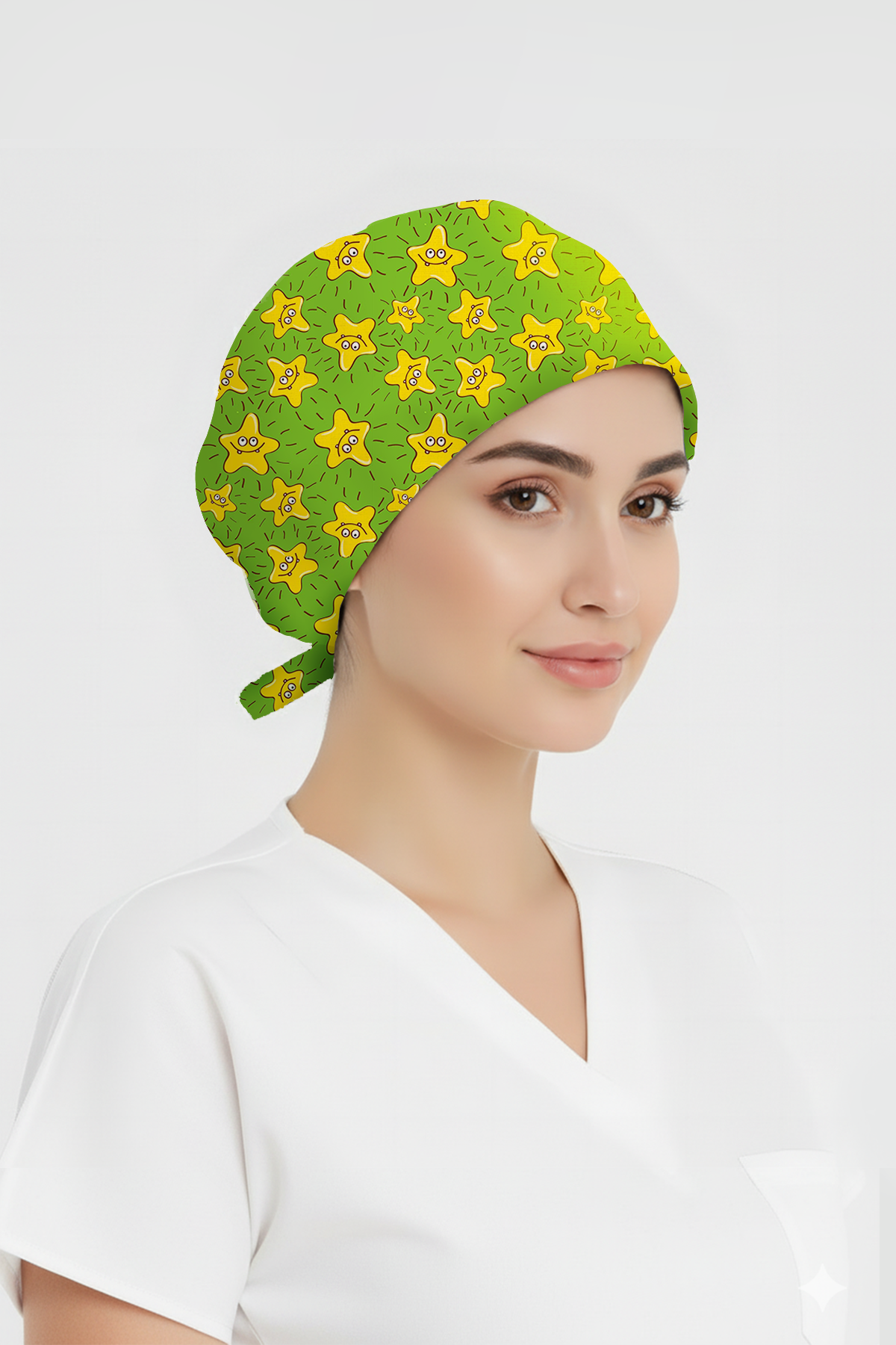 Neşeli Yıldızlar Desenli Bone (Cotton Likra Kumaş)