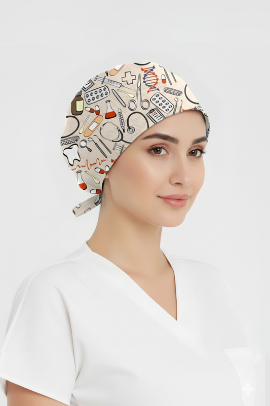 Şifa Evreni Desenli Bone (Cotton Likra Kumaş)