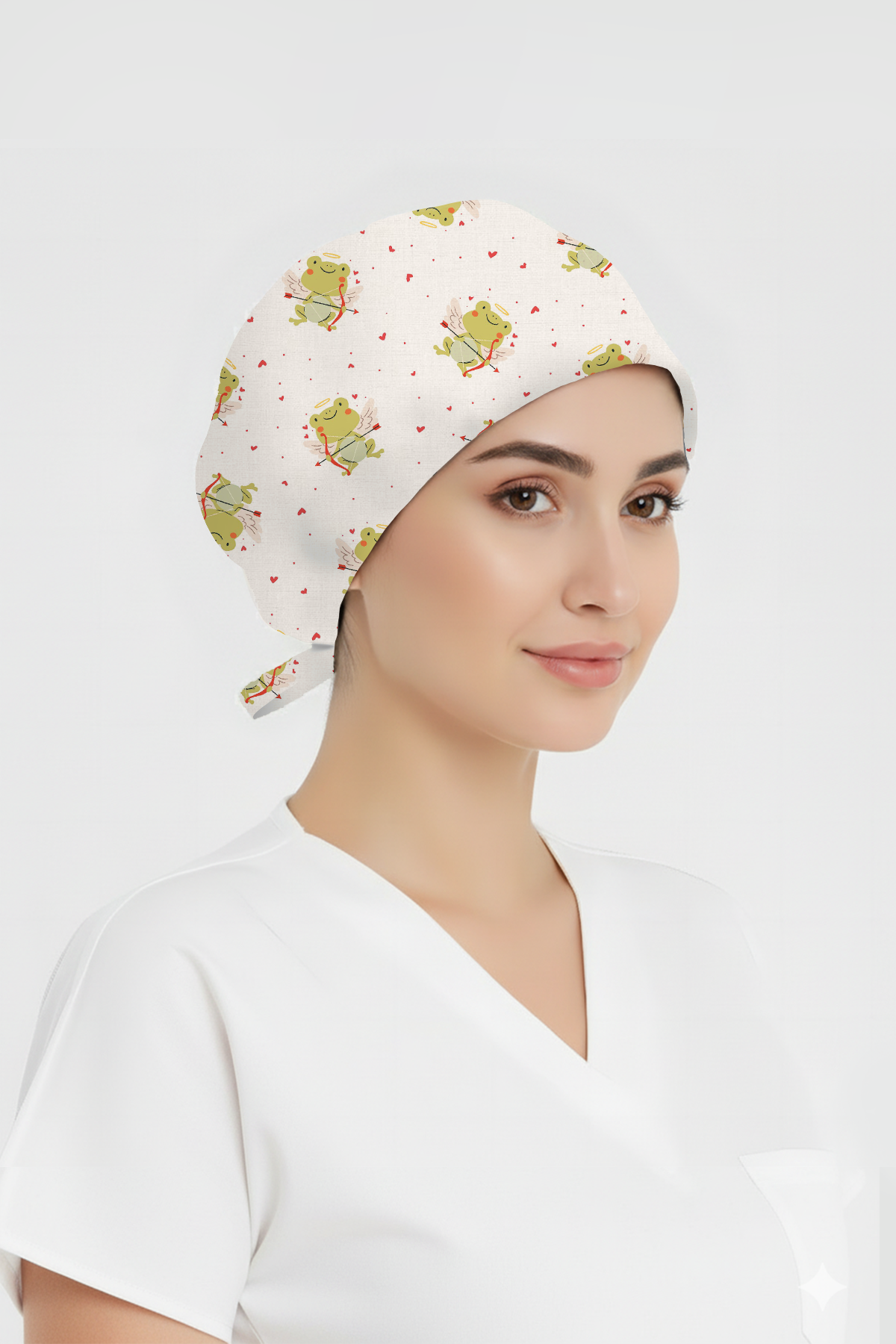 Aşk Kurbağası Desenli Bone (Cotton Likra Kumaş)