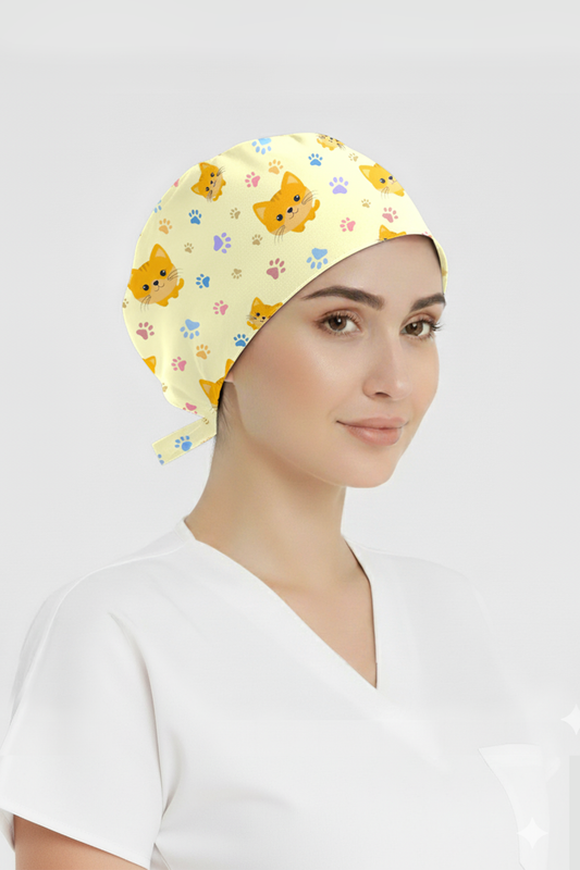 Minnoş Kedi Desenli Bone (Cotton Likra Kumaş)