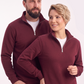 Bordo Dik Yaka Yarım Fermuarlı İş Sweatshirt 3 İplik