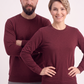 Bordo Yuvarlak Yaka İş Sweatshirt 2 İplik