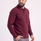 Bordo Polo Yaka İş Sweatshirt 3 İplik Şardonlu