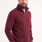 Bordo Dik Yaka Yarım Fermuarlı İş Sweatshirt 3 İplik