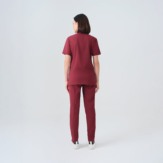 Bordo Cool Doktor Hemşire Medikal Scrubs Takım Best Likralı Kumaş