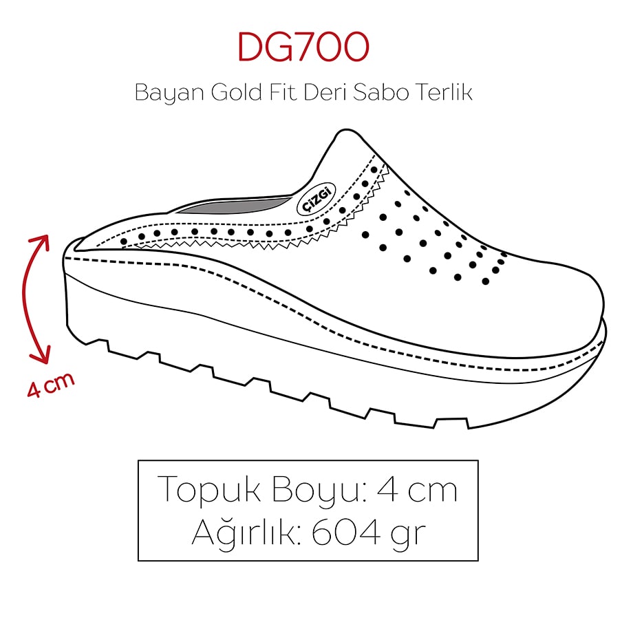Beyaz Kadın Doktor Hemşire Medikal Gold Fit Hakiki Deri Sabo Terlik