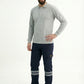 Gri Melanj Polo Yaka Uzun Kol İş Sweatshirtü Penye Lacoste Kumaş