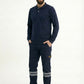 Lacivert Polo Yaka Uzun Kol İş Sweatshirtü Penye Lacoste Kumaş