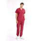 Bordo Jogger Doktor Hemşire Medikal Scrubs Takım Lüks Likralı Kumaş