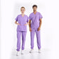 Lila Jogger Doktor Hemşire Medikal Scrubs Takım Lüks Likralı Kumaş